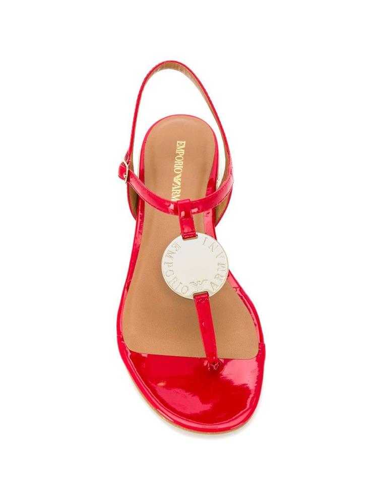 Sandalias Armani Emporio Logo Charm Mujer Rojas | FEMH5MNM