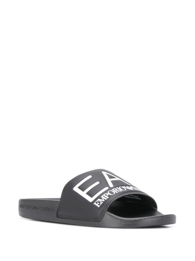 Sandalias de Diapositivas Ea7 Emporio Armani Debossed Logo Mujer Negras | AW0PD9PC