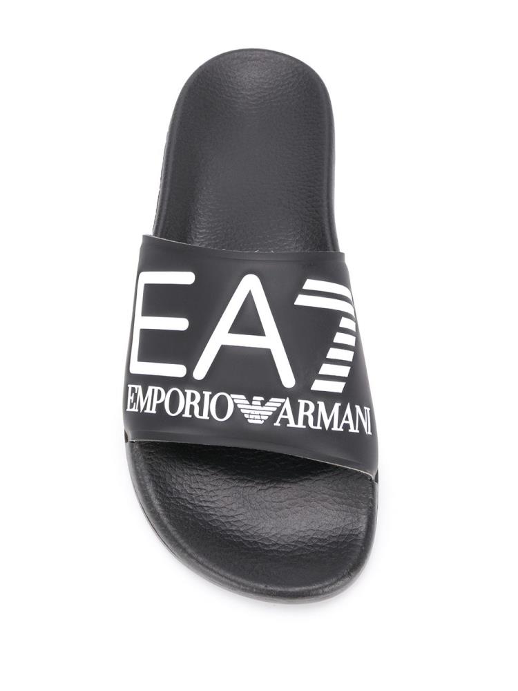 Sandalias de Diapositivas Ea7 Emporio Armani Debossed Logo Mujer Negras | AW0PD9PC