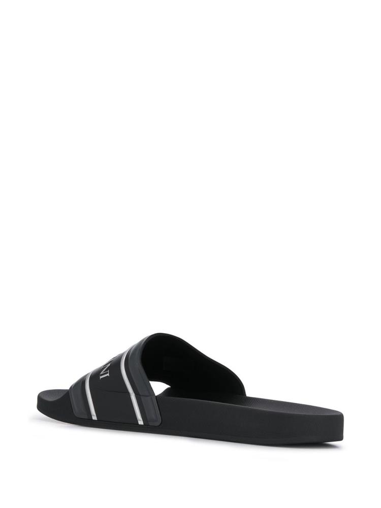 Sandalias de Diapositivas Armani Emporio Logo Print Planos Hombre Negras Azules | 9ASIV3IJ