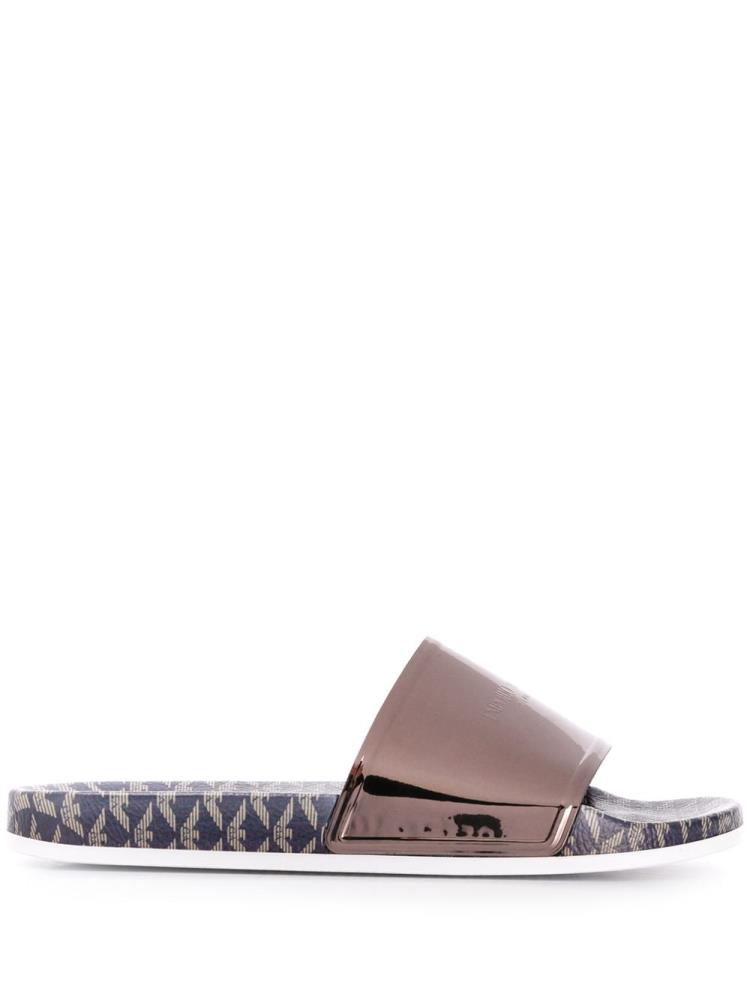 Sandalias de Diapositivas Armani Emporio Flag Logo Mujer Plateadas | BDOJGEUL