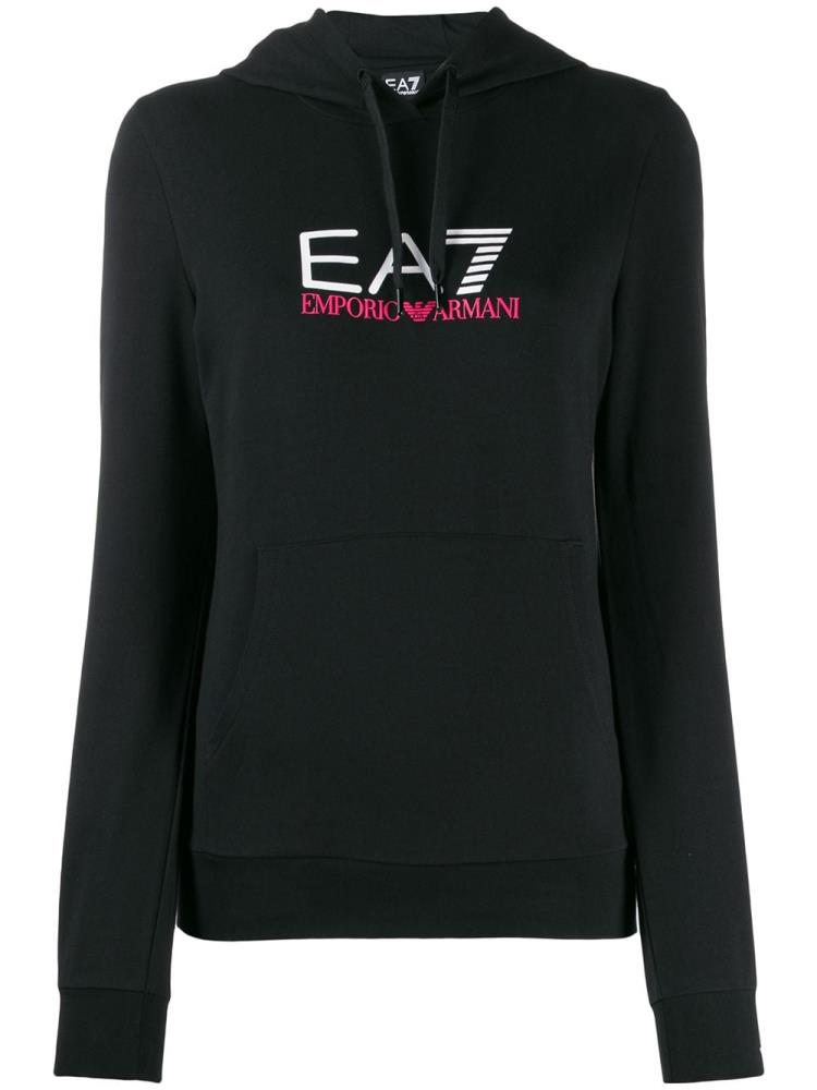 Sudadera Con Capucha Ea7 Emporio Armani Logo Printed Mujer Negras | L1EN4UR3