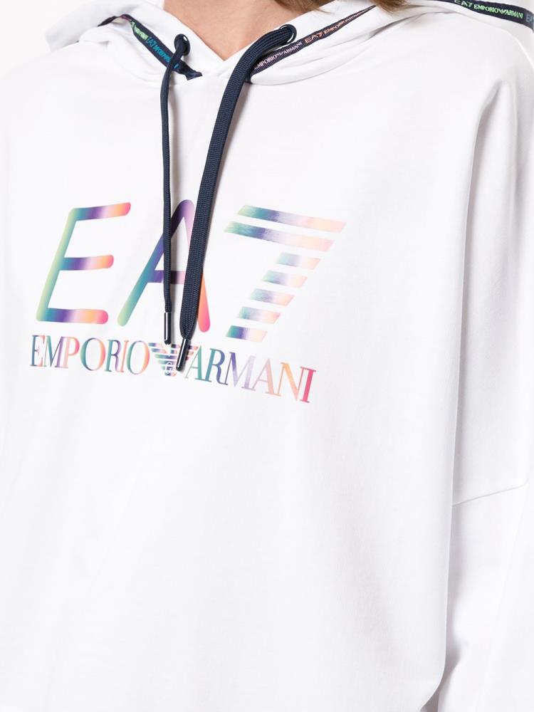 Sudadera Con Capucha Ea7 Emporio Armani Logo Print Mujer Blancas | NKK8JTJD