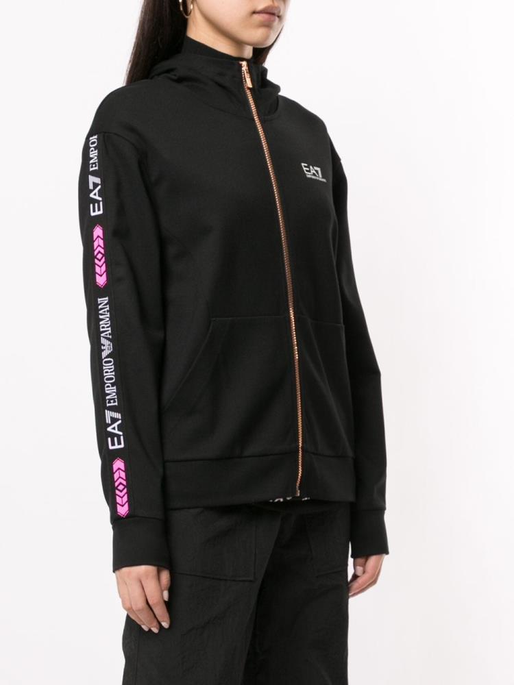 Sudadera Con Capucha Ea7 Emporio Armani Logo Print Zip Up Mujer Negras | PTAESZQY