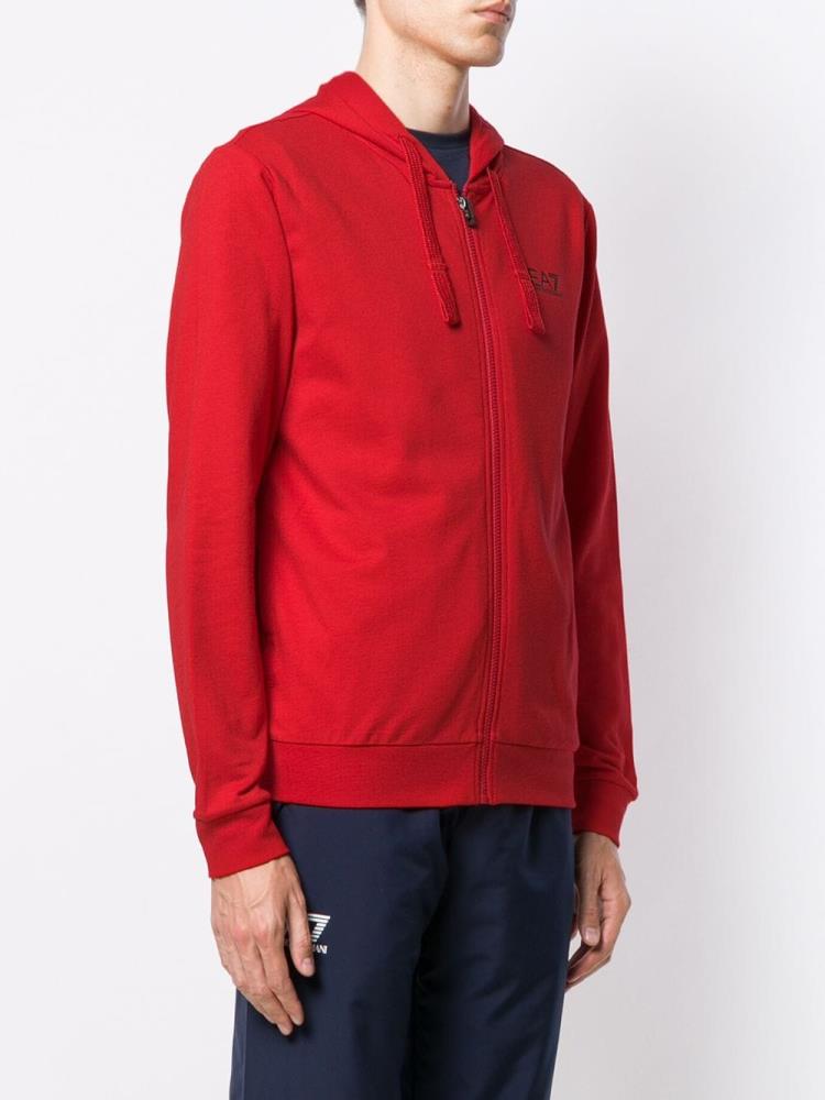 Sudadera Con Capucha Ea7 Emporio Armani Zip Up Logo Hombre Rojas | WLZZJBS9