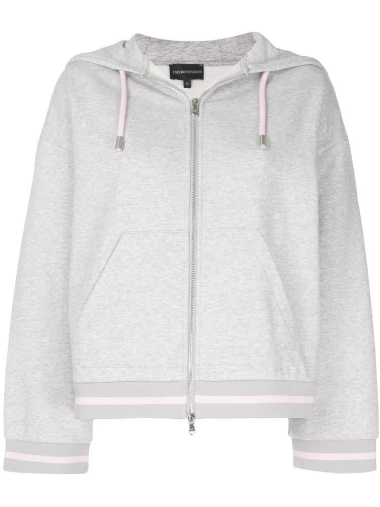 Sudadera Con Capucha Armani Emporio Contrast String Zip Up Mujer Gris | BCTMPFFZ