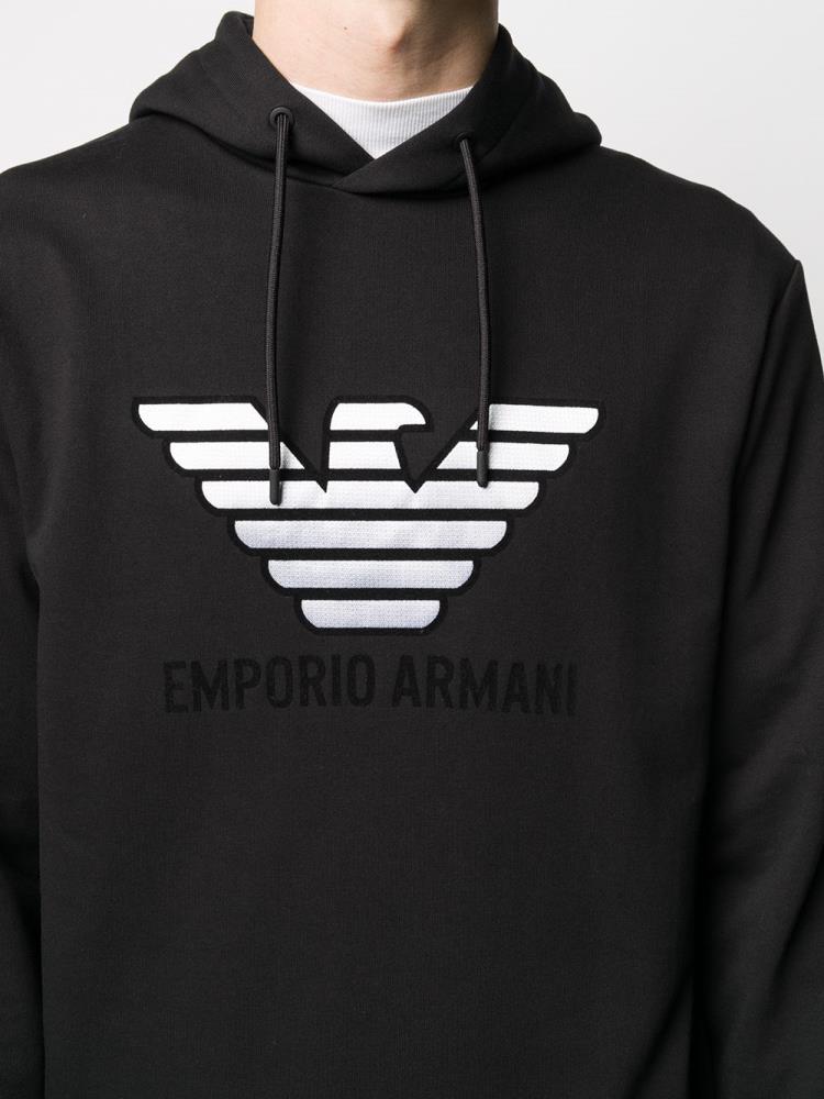 Sudadera Con Capucha Armani Emporio Logo Print Hombre Negras | L39S43PM