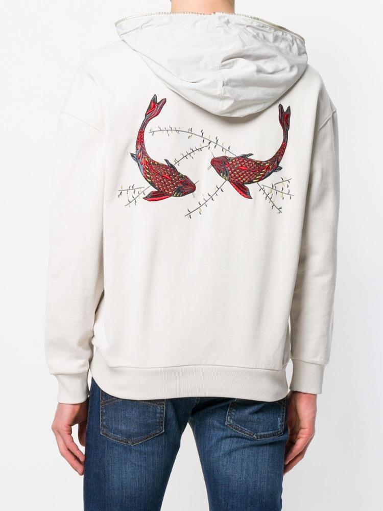 Sudadera Con Capucha Armani Emporio Koi Fish Embroidered Hombre Beige | MNJ86N3M