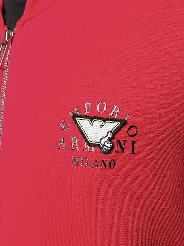 Sudadera Con Capucha Armani Emporio Logo Zipped Drawstring Hombre Rojas | S76QHREM