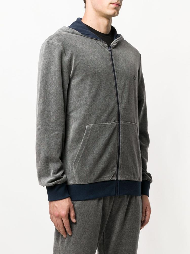 Sudadera Con Capucha Armani Emporio Zipped Hombre Gris | SBDSAX4X