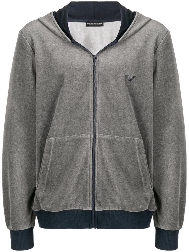 Sudadera Con Capucha Armani Emporio Zipped Hombre Gris | SBDSAX4X