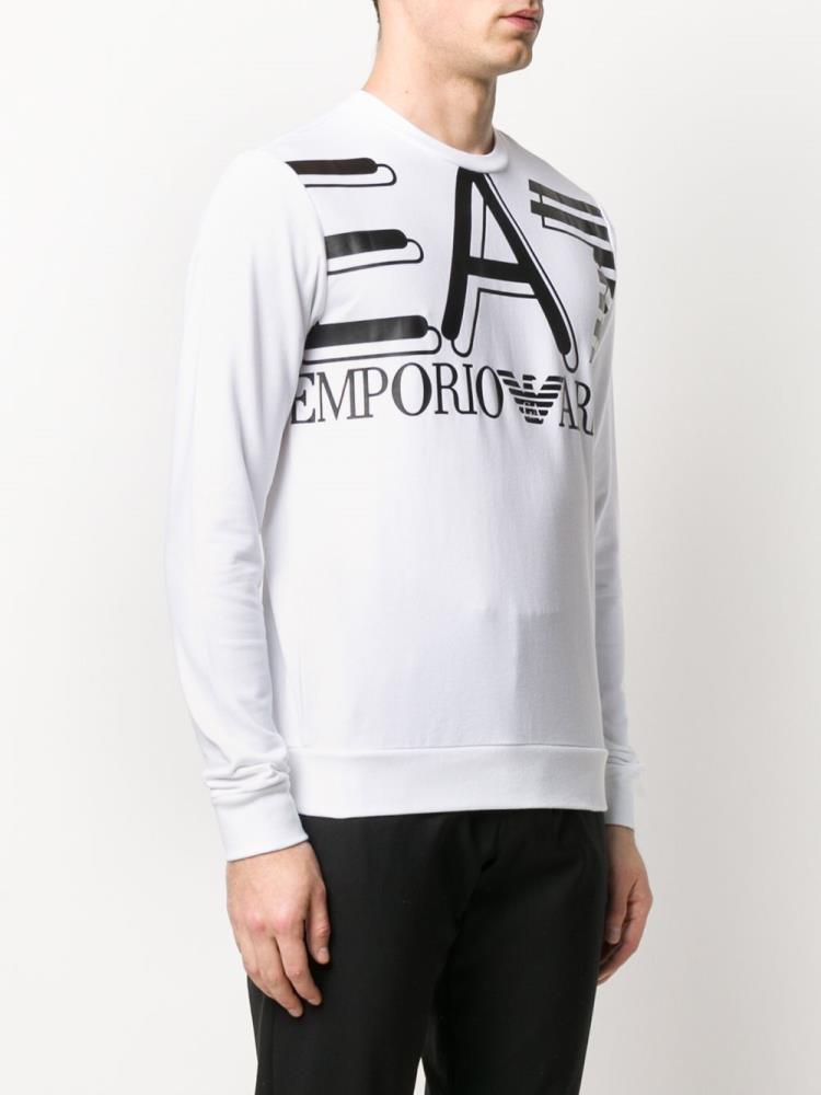 Sudaderas Ea7 Emporio Ea7 Large Logo Printed Algodon Hombre Blancas | NV8798PJ