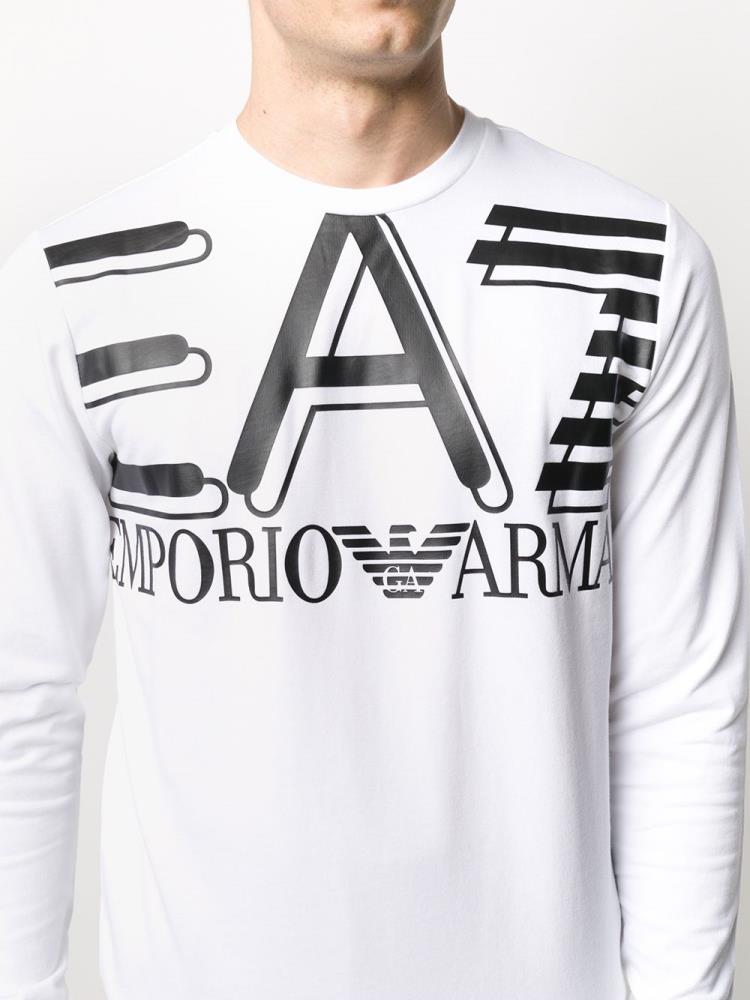 Sudaderas Ea7 Emporio Ea7 Large Logo Printed Algodon Hombre Blancas | NV8798PJ