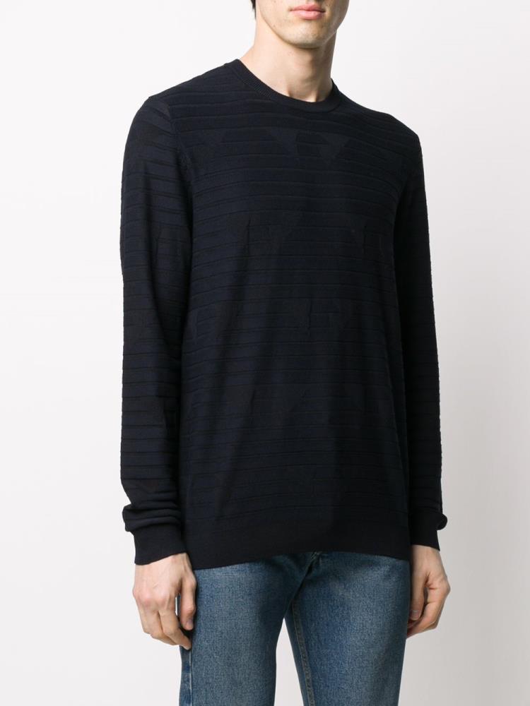 Sudaderas Armani Emporio Crew Neck Striped Hombre Azules | XA3U0M9U