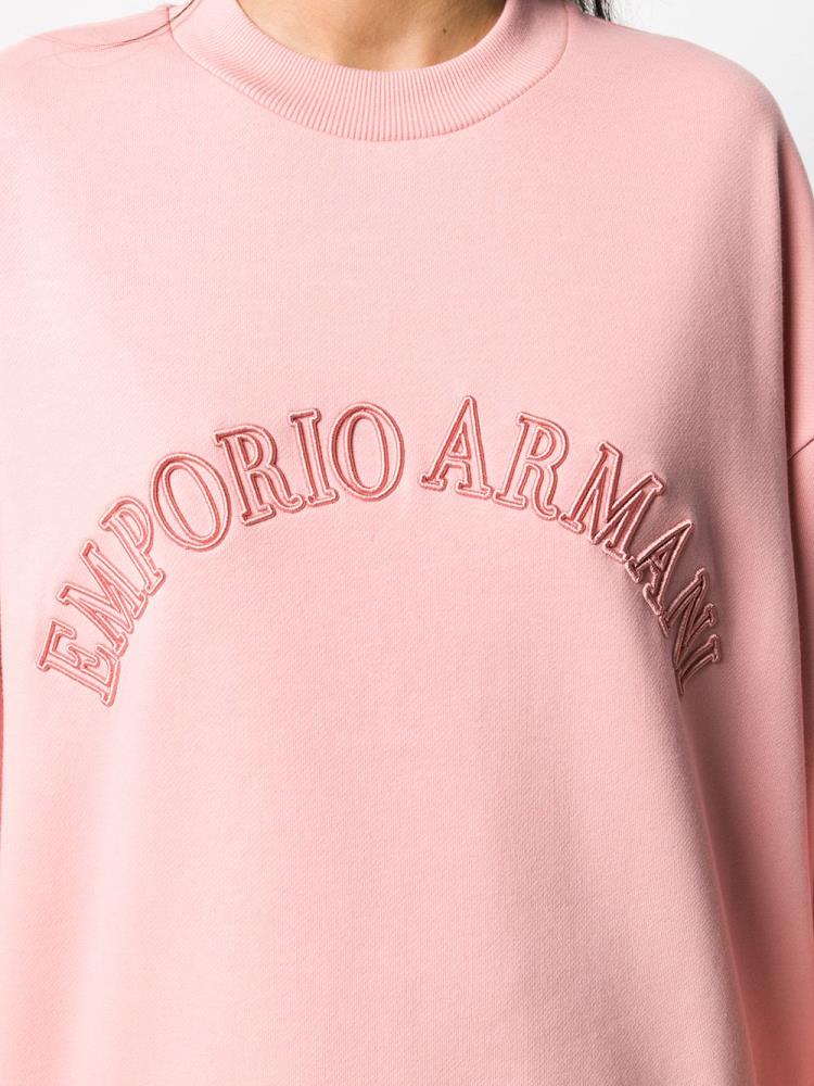 Sudaderas Armani Emporio Embroidered Logo Mujer Rosas | 3GJJDEVT