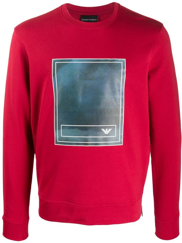 Sudaderas Armani Emporio Photo Print Hombre Rojas | ITYPTJBF