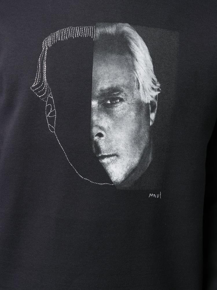 Sudaderas Giorgio Armani Portrait Print Hombre Negras | OHDYJXZW