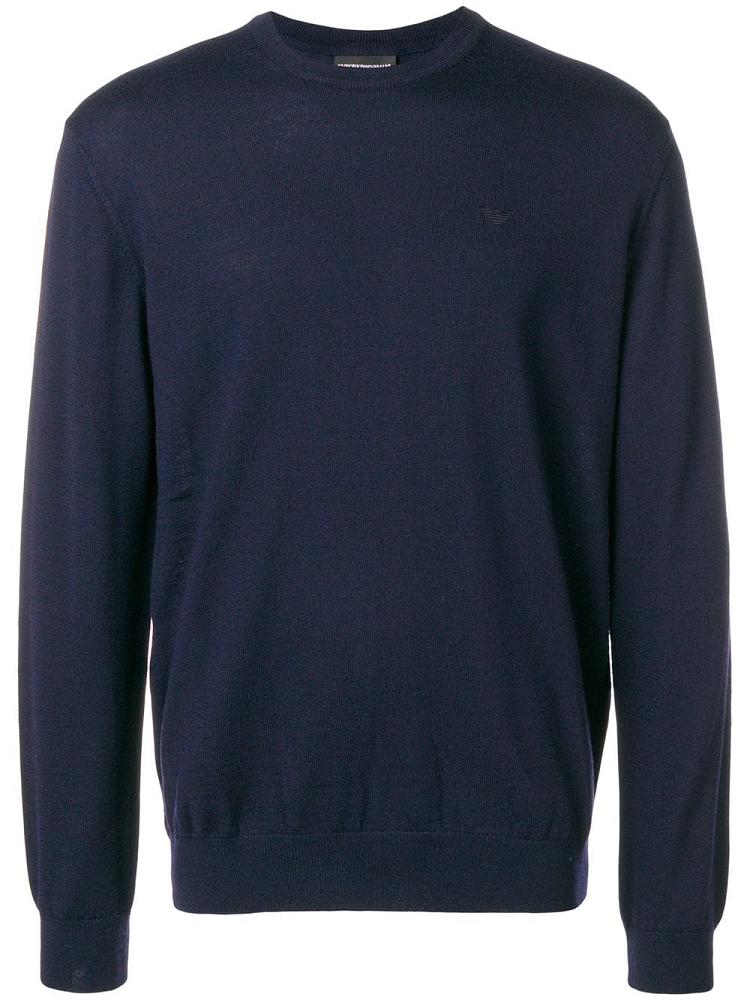 Suéteres Armani Emporio Crew Neck Hombre Azules | U5AI1FAY