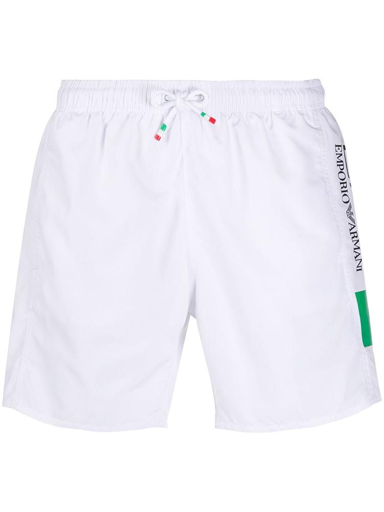 Swim Shorts Ea7 Emporio Armani Italian Flag Print Hombre Blancas | 1DVQAVLD