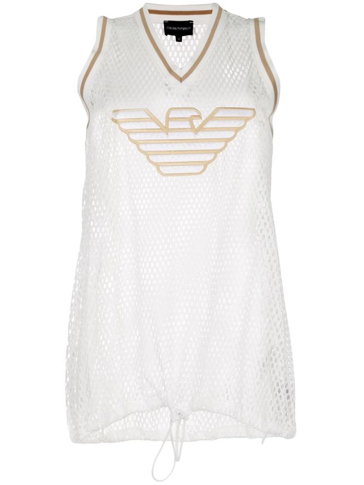 Tank Tops Armani Emporio Eagle Logo Mesh Mujer Blancas | ZX0NK1QX