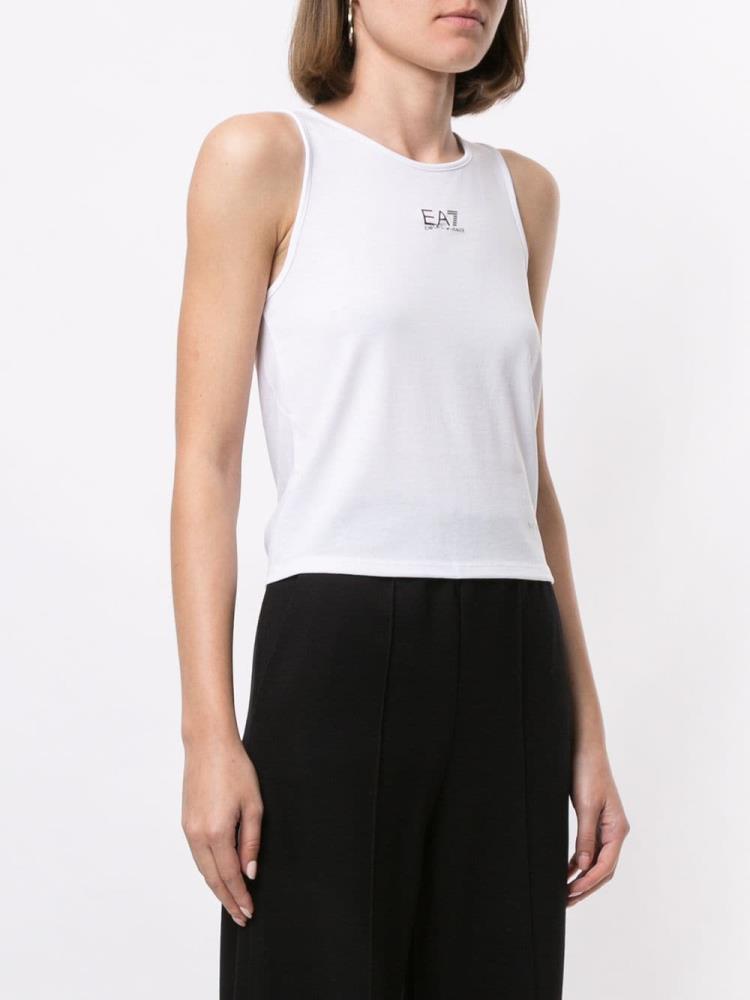 Tank Tops Armani Emporio Logo Print Mujer Blancas | 6YJHAYTM