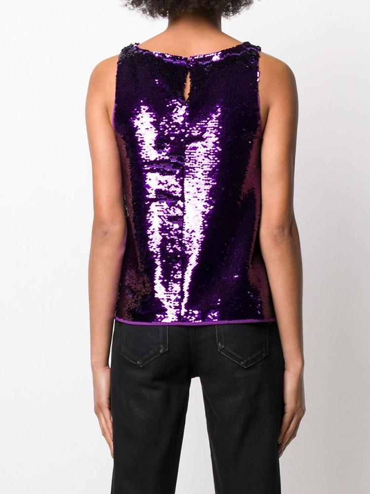 Tank Tops Armani Emporio Sequin Mujer Moradas | P3ZXVKRH