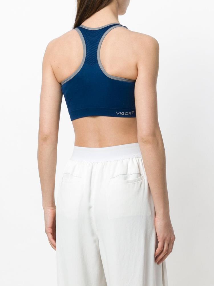 Tops Ea7 Emporio Armani Logo Crop Mujer Azules | 9KHGZWFV