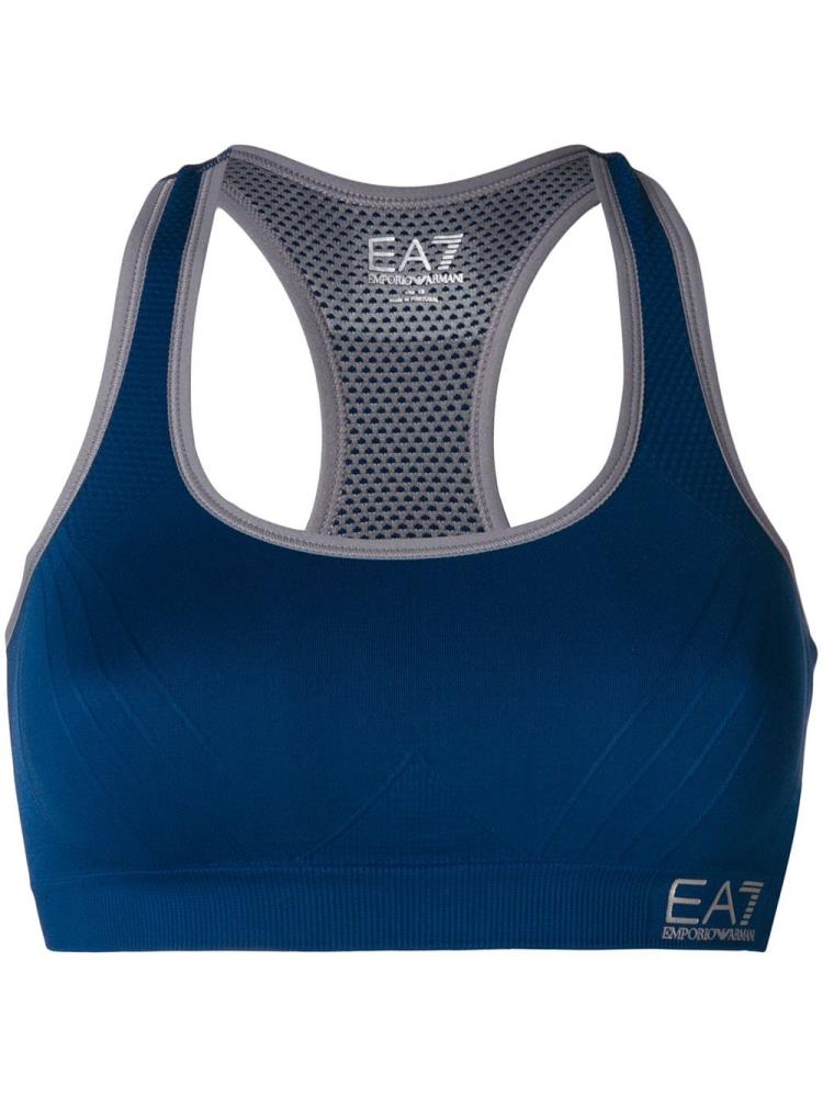 Tops Ea7 Emporio Armani Logo Crop Mujer Azules | 9KHGZWFV