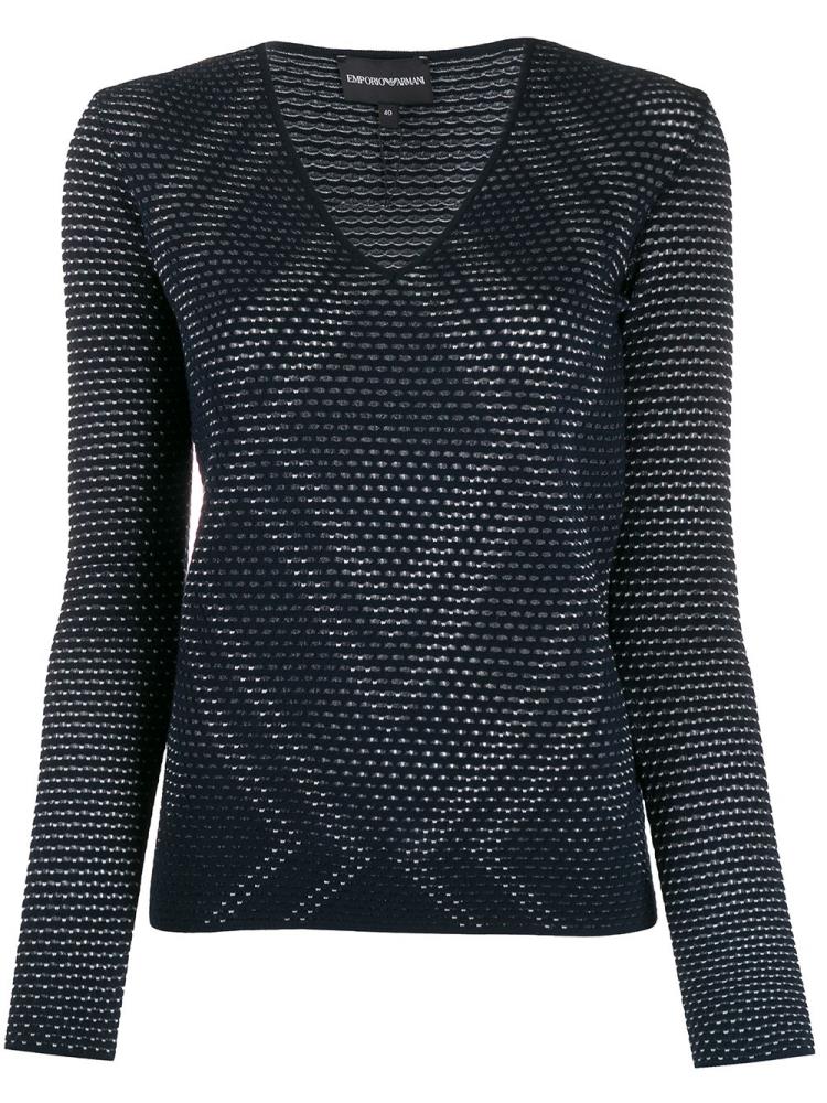 Tops Armani Emporio Open Knit Argyle Mujer Azules | L4XPXWAG