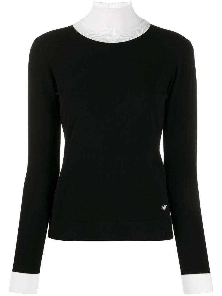 Tops Armani Emporio Ribbed Neck Mujer Negras | 2QH1G2Z6