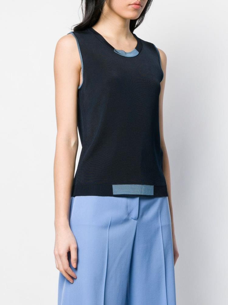 Tops Armani Emporio Sin Manga Knitted Mujer Azules | 2FB67NWU