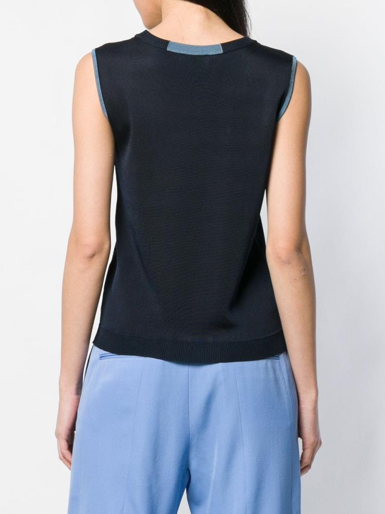 Tops Armani Emporio Sin Manga Knitted Mujer Azules | 2FB67NWU