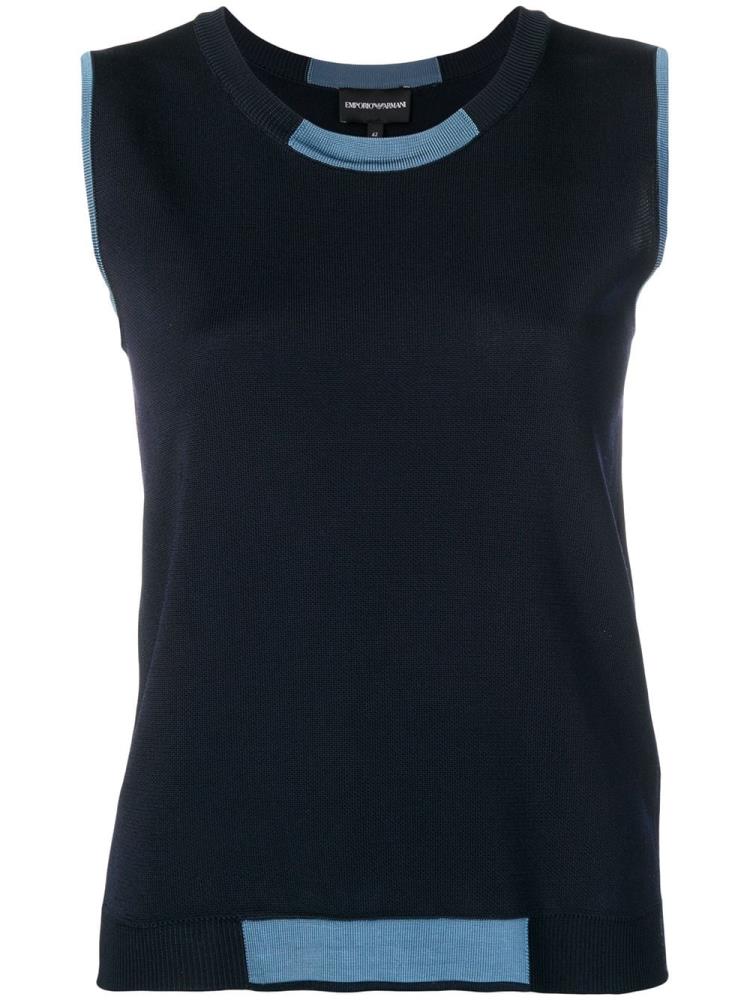 Tops Armani Emporio Sin Manga Knitted Mujer Azules | 2FB67NWU