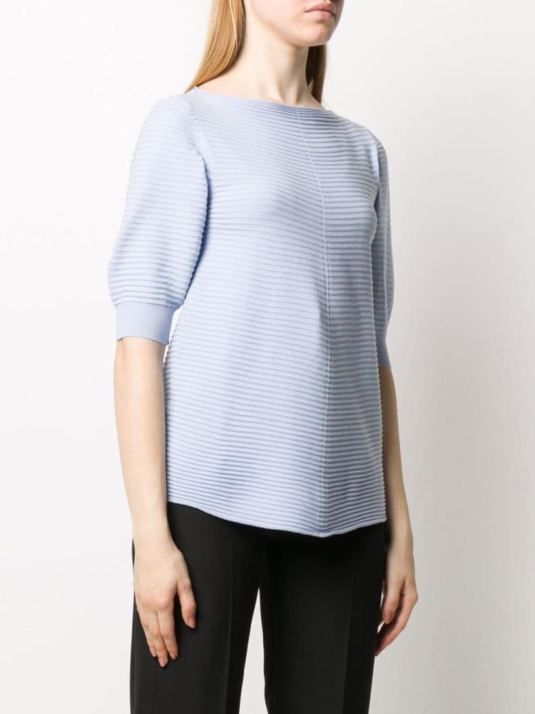 Tops Armani Emporio Striped Knit Mujer Azules | JQCD320R