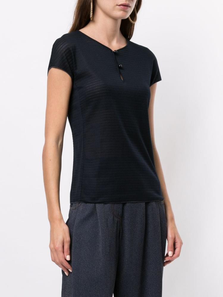 Tops Giorgio Armani Half Button Knitted Mujer Azules | 8D30WGI4