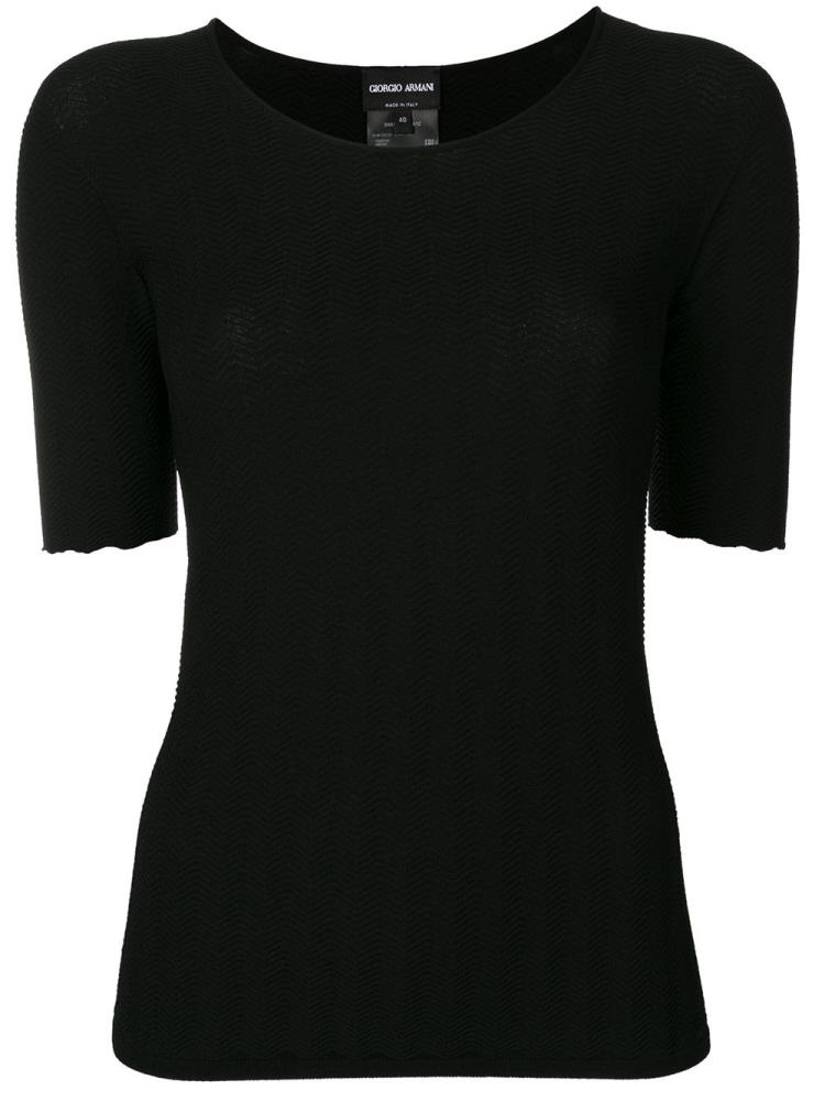 Tops Giorgio Armani Herringbone Texture Knitted Mujer Negras | 7KL15FCE