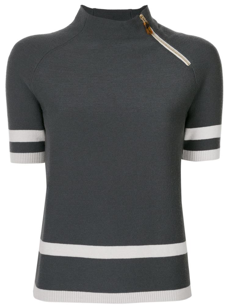 Tops Giorgio Armani Off Center Zip Knitted Mujer Gris | WAJDWMGA