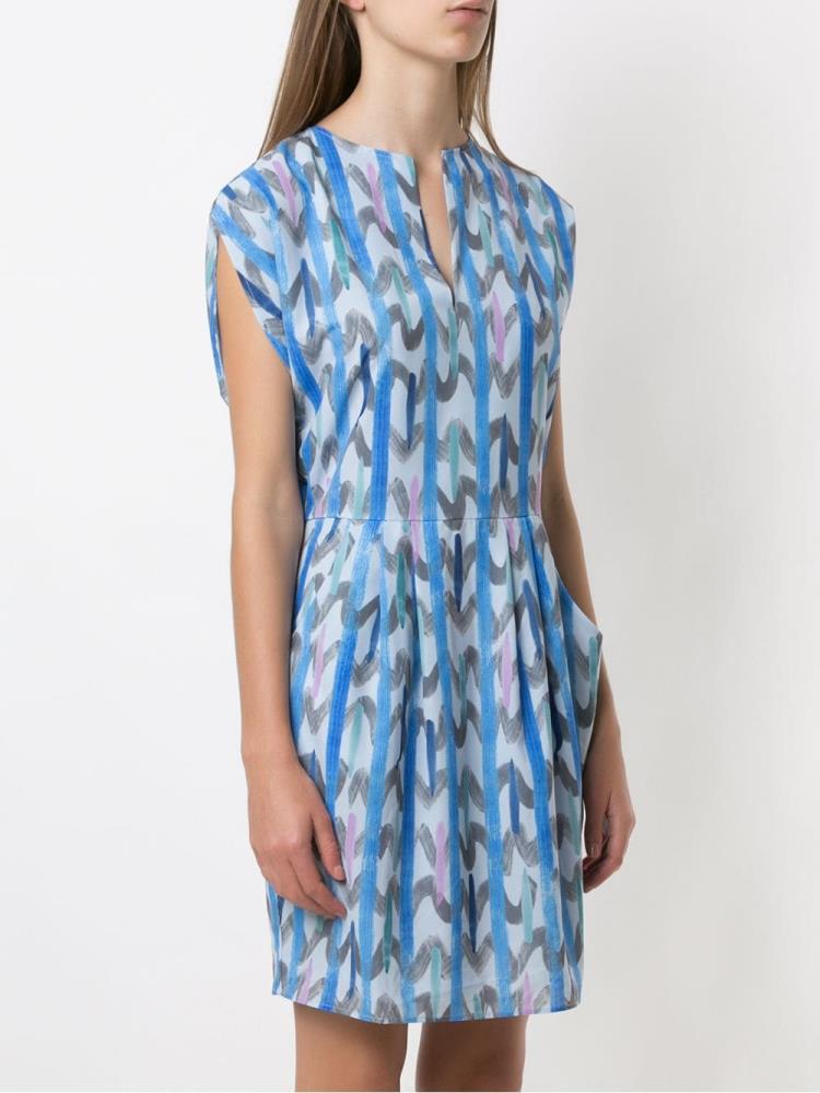 Vestido Armani Emporio Abstract Print Corta Sleeve Mujer Azules | SUQEEA89