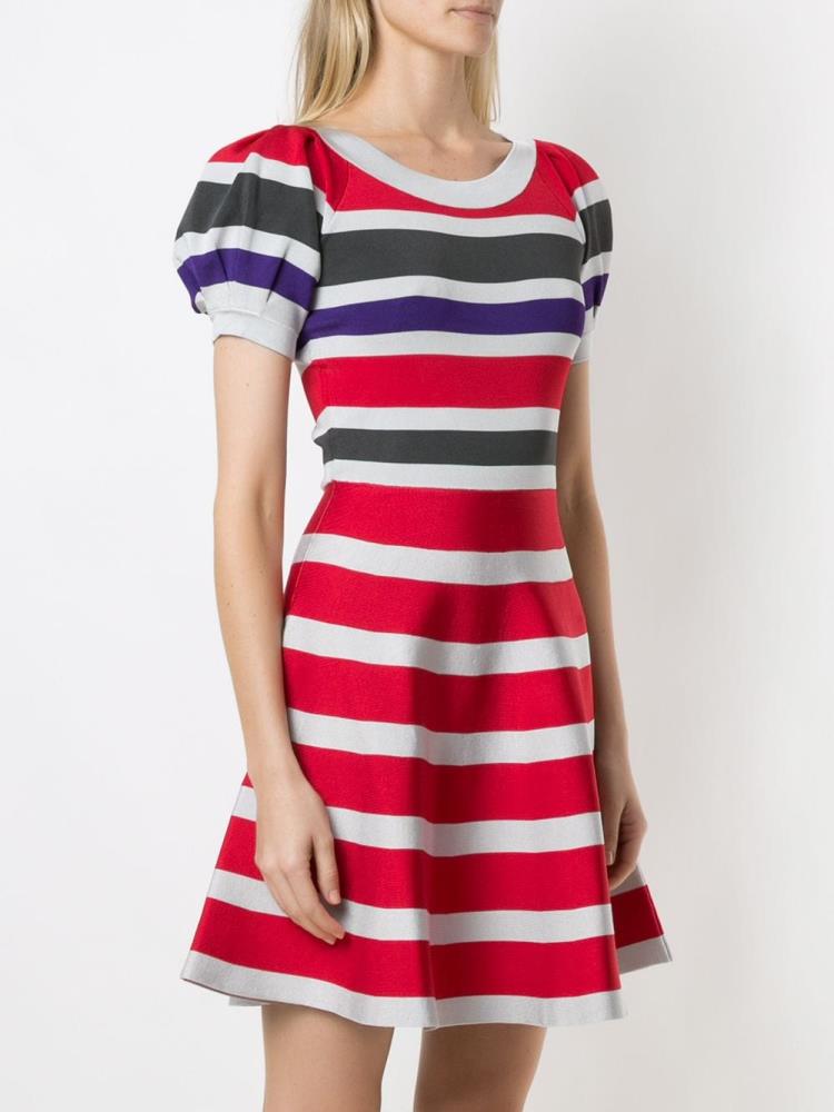 Vestido Armani Emporio Flared Striped Mujer Multicolor | 9BLADF6E