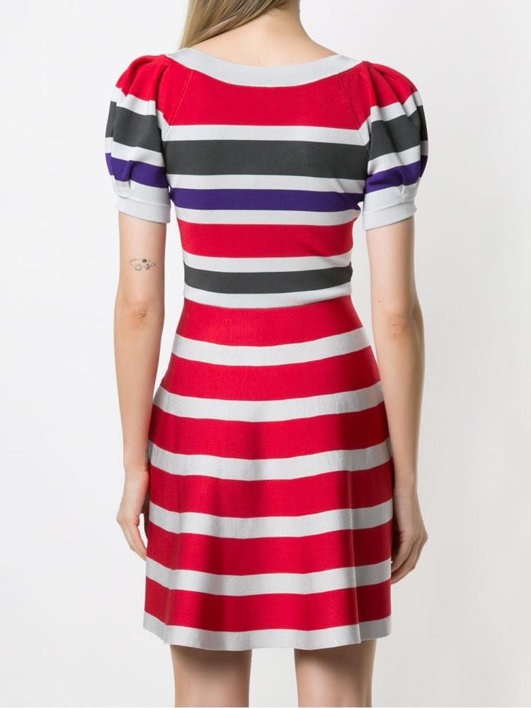 Vestido Armani Emporio Flared Striped Mujer Multicolor | 9BLADF6E