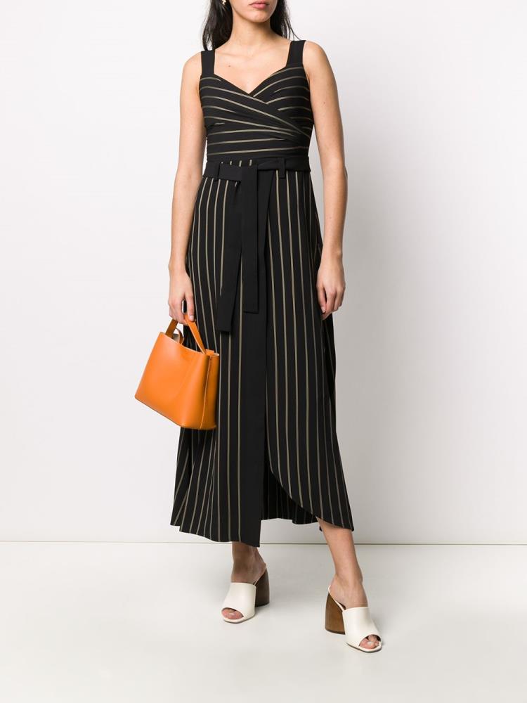 Vestido Armani Emporio Pinstriped Print Mujer Negras | HE2GEUWN