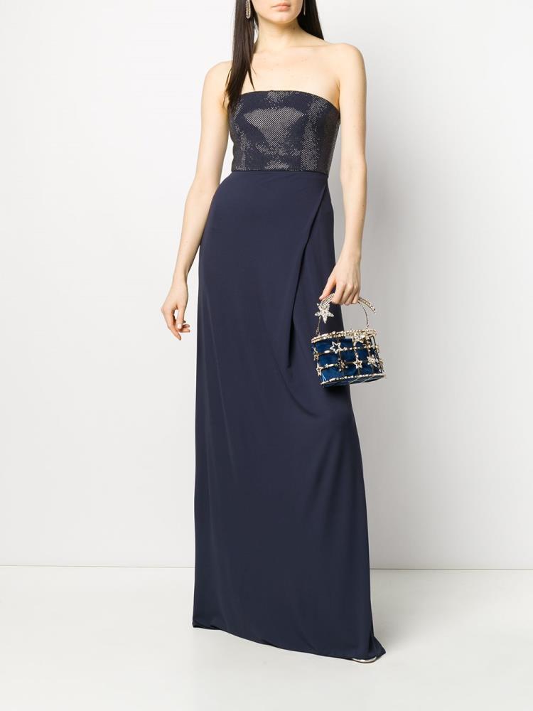 Vestido Armani Emporio Strapless Maxi Mujer Azules | IO8GV2NA