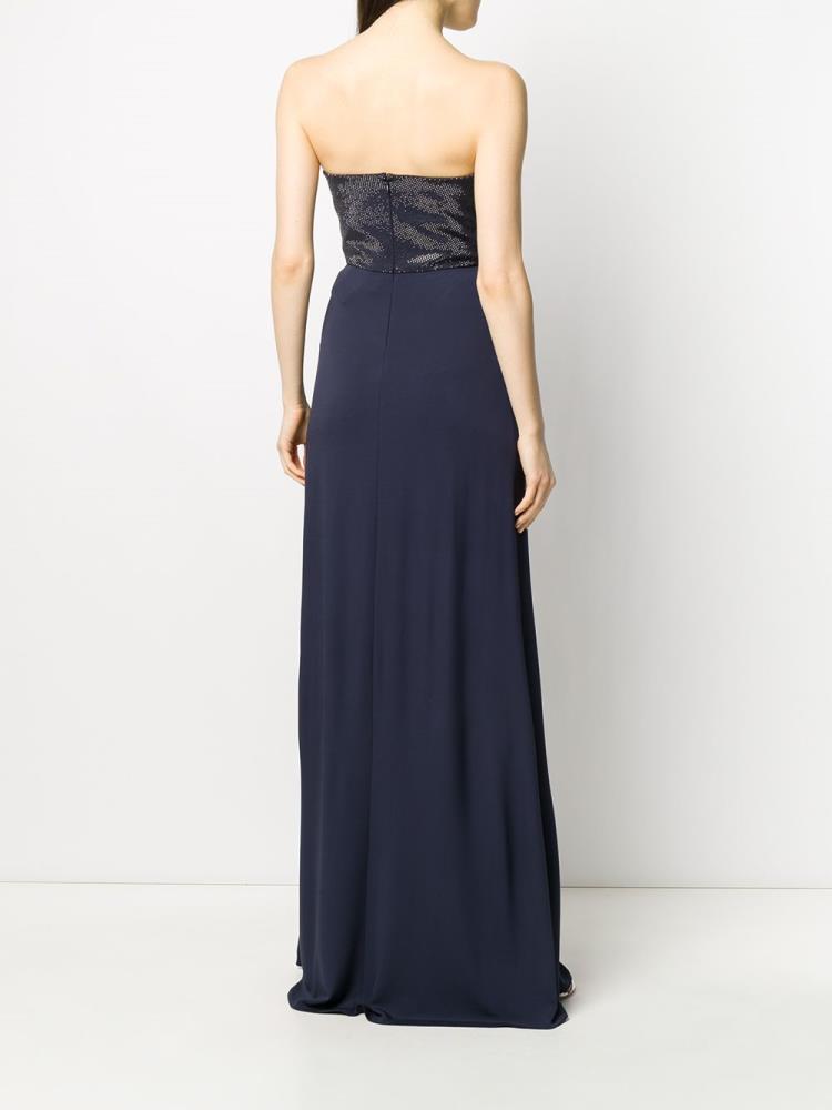 Vestido Armani Emporio Strapless Maxi Mujer Azules | IO8GV2NA