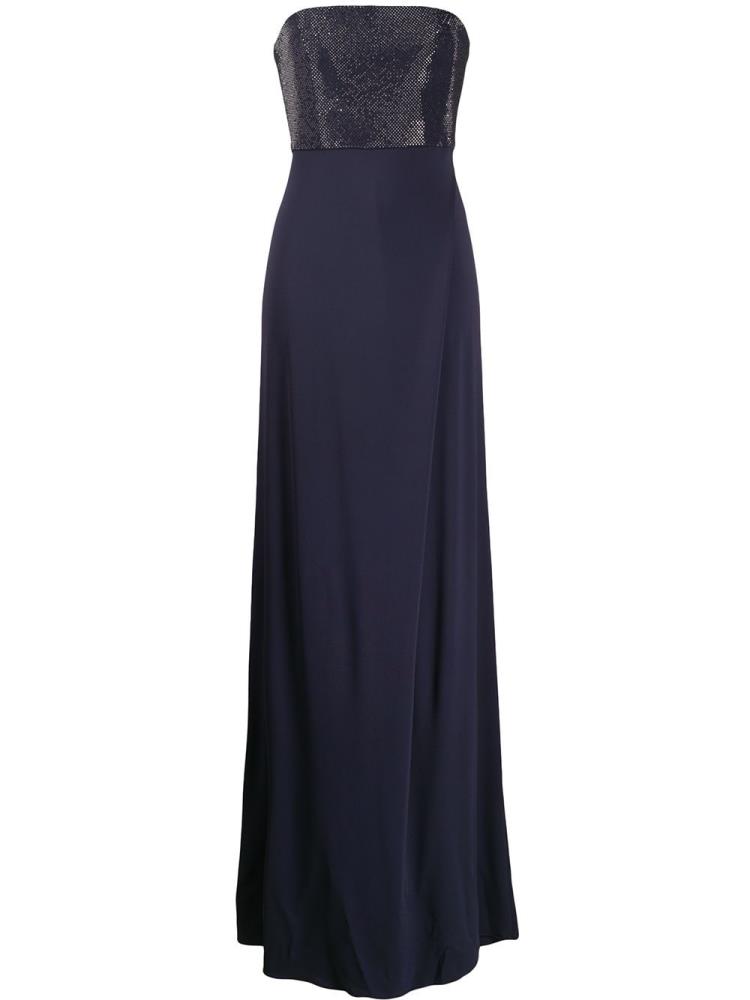 Vestido Armani Emporio Strapless Maxi Mujer Azules | IO8GV2NA