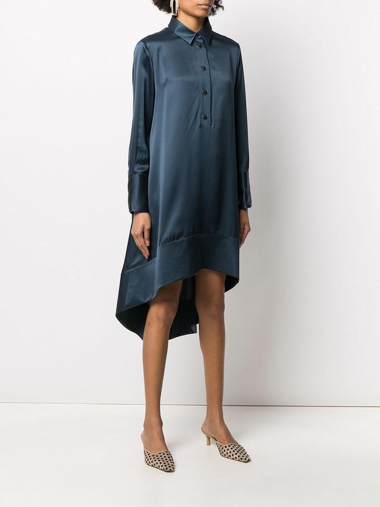 Vestido Giorgio Armani Button Down Silk Shift Vestido Mujer Azules | ZS6R7EBE