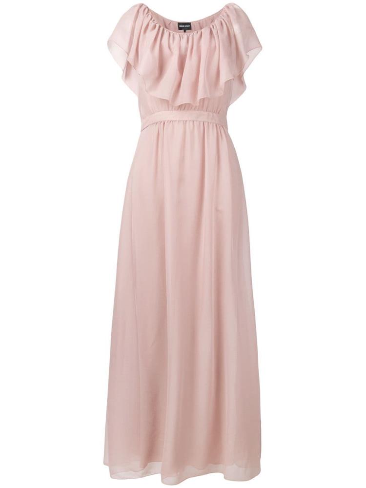 Vestido Giorgio Armani Ruffle Maxi Mujer Rosas | AUYF2XI8