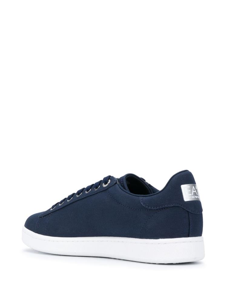 Zapatillas Ea7 Emporio Armani Logo Print Low Top Lona Hombre Azules | HAWC5EGZ