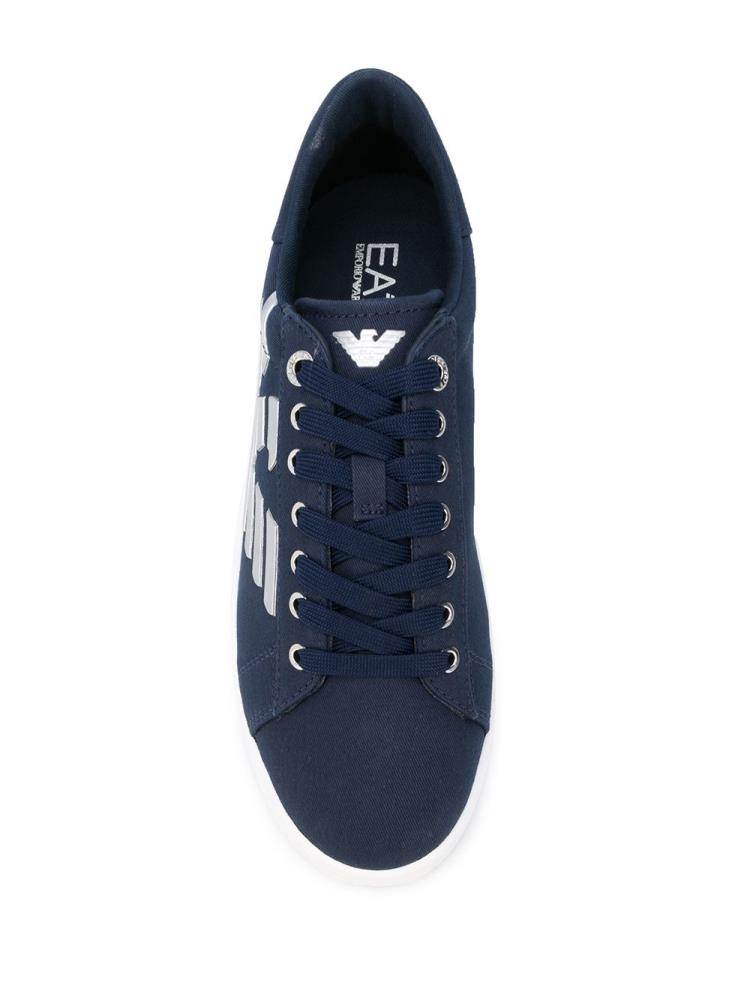 Zapatillas Ea7 Emporio Armani Logo Print Low Top Lona Hombre Azules | HAWC5EGZ