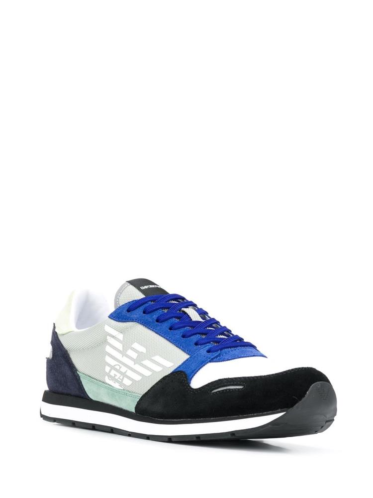 Zapatillas Armani Emporio Gamuza Panel Low Top Hombre Azules | D2WI0KG6