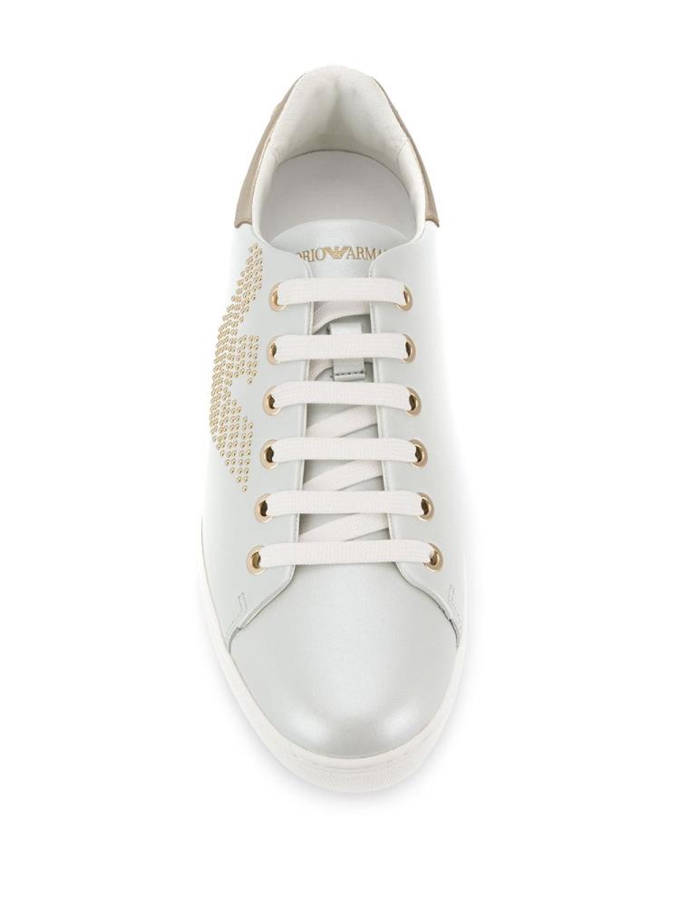 Zapatillas Armani Emporio Studded Logo Mujer Blancas | WBRHZBT9